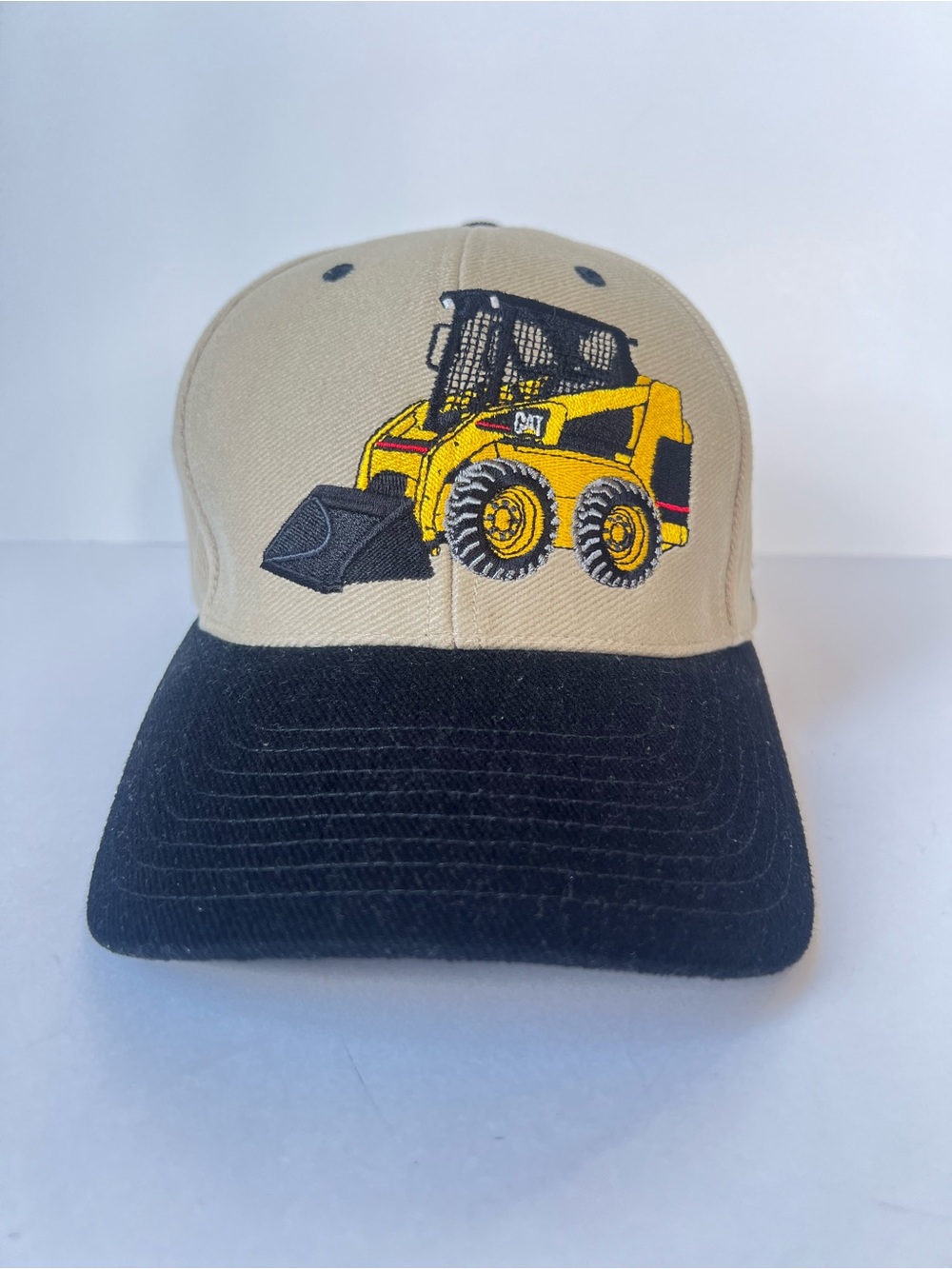 CAT Khaki & Black Skid Steer Cotton Construction Adjustable Baseball Cap